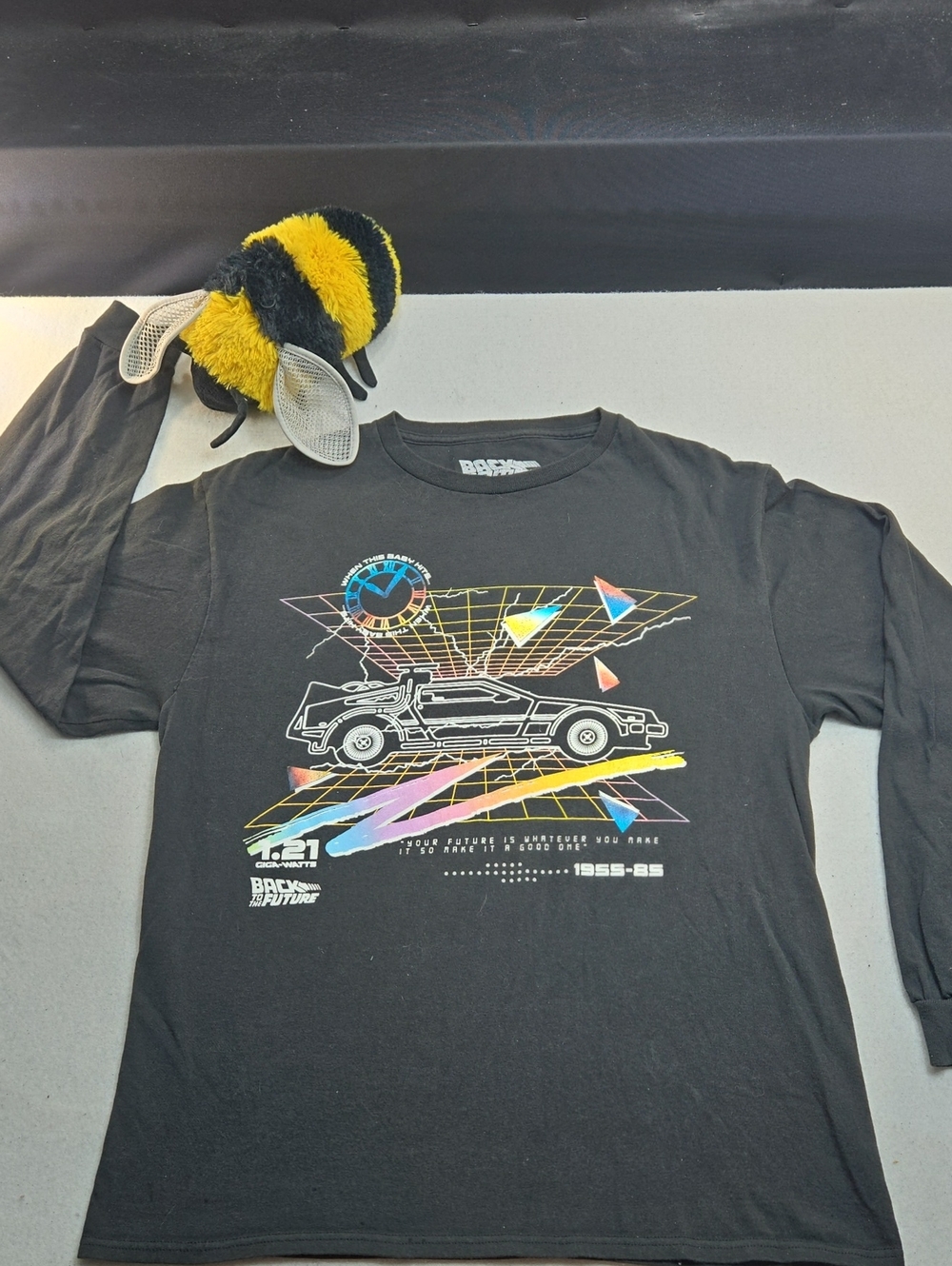 Back to the Future Men's Black Long-Sleeve Graphic Tee